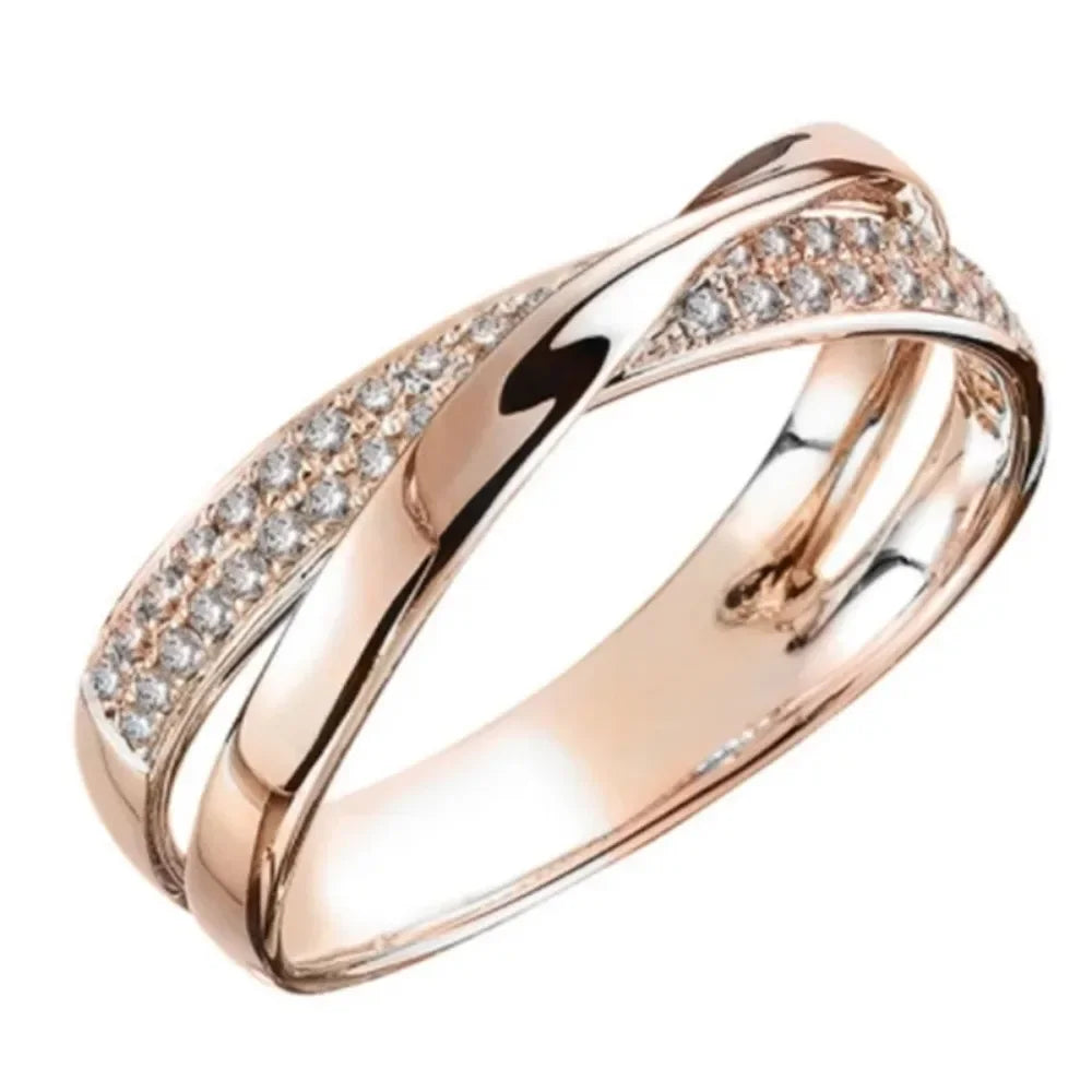 Newest Stainless Steel Two Tone X Shape Cross Ring for Women Wedding Rose Gold Color Trendy Jewelry Rings Anillos Кольца 반지